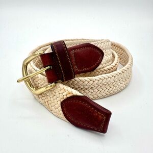 Cole Haan Ivory/beige Rope Woven Braided Belt